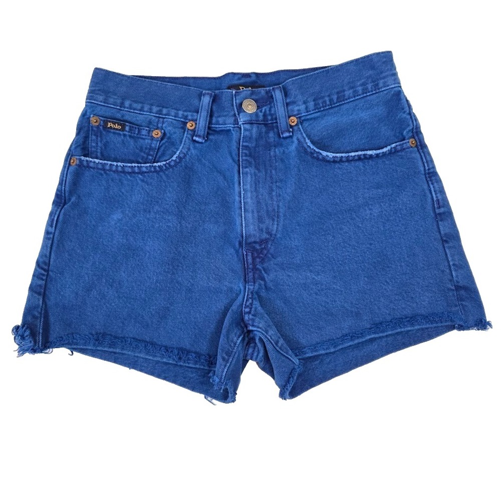 Polo Ralph Lauren Bright Blue High Rise Cut-Off Denim Jean Shorts Women Size 26